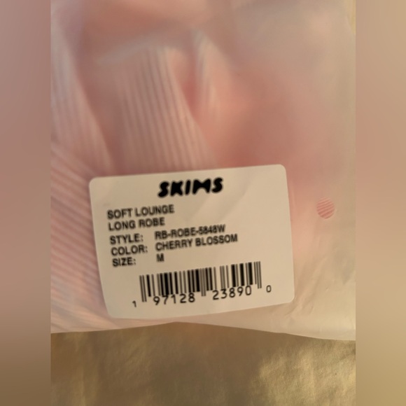 SKIMS Valentine’s Cherry Blossom Pink Soft Lounge Long Robe Medium Rib NWT New M - Picture 15 of 15